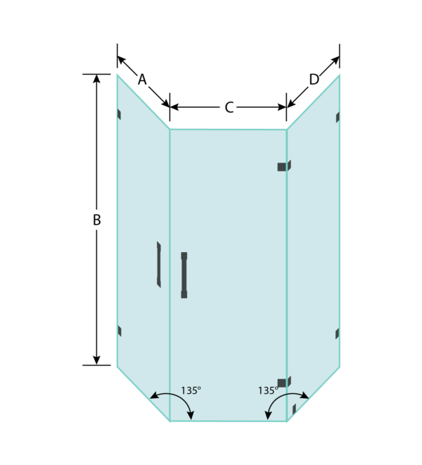 Corner Dual Glass Shower Doors and Shower Panel