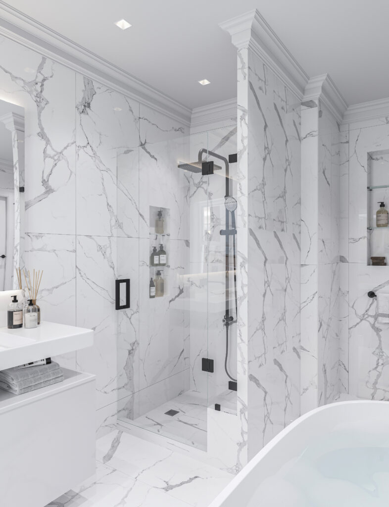 Shower Door Panel With Side Knee Wall - The Glass Company NYC: Glass ...