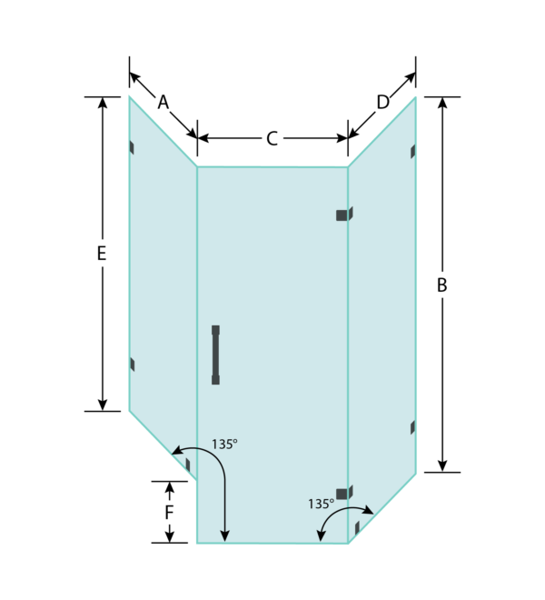 Angle Shower Door With Side Knee Wall And Side Panel